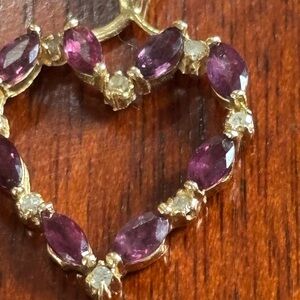 14K Gold Garnet Diamond Necklace